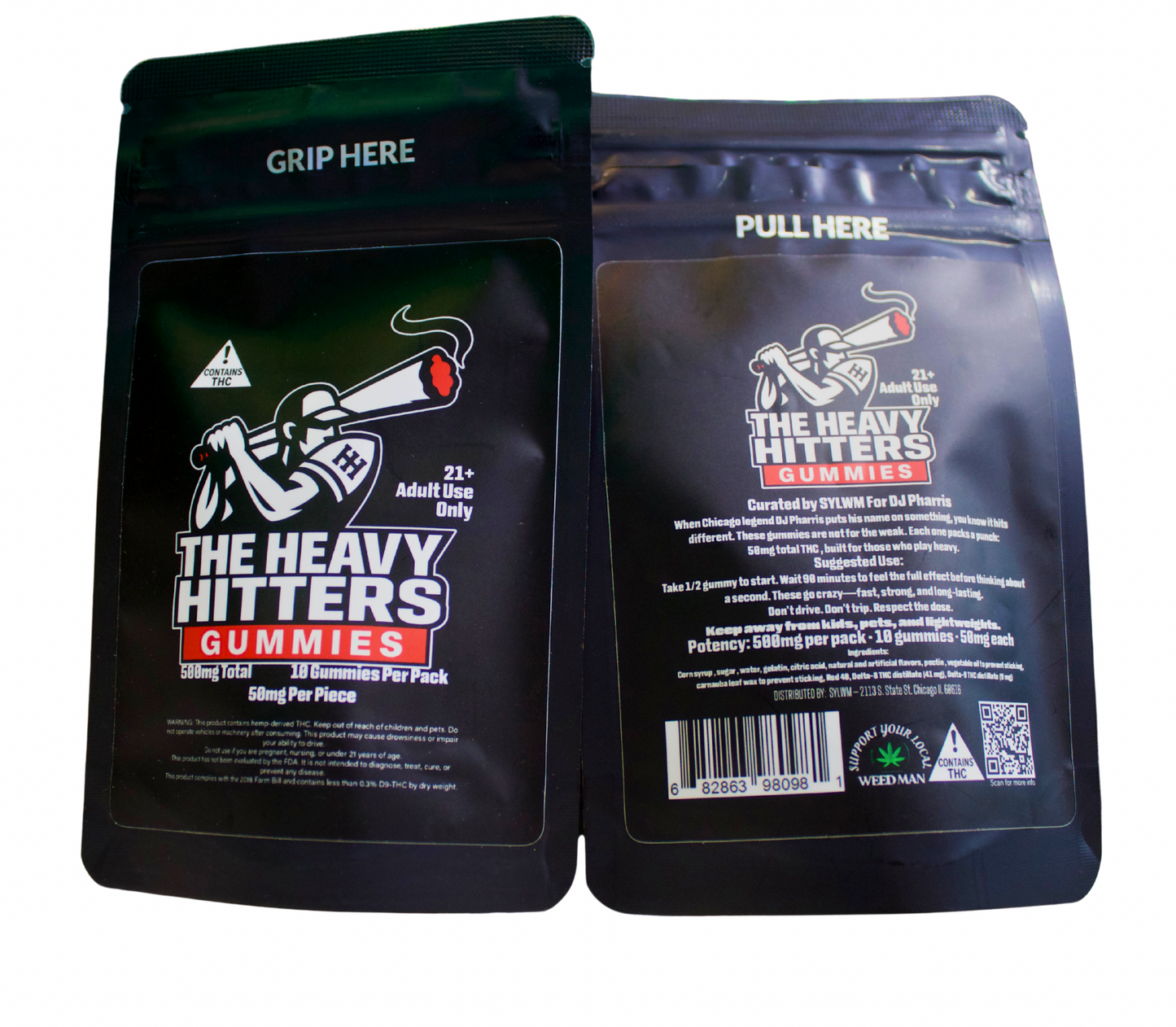 A photo of a Heavy Hitters Gummies 10-Pack by DJ Pharris from Support Your Local Weed Man in the Edible category. Tags: Collab Edibles