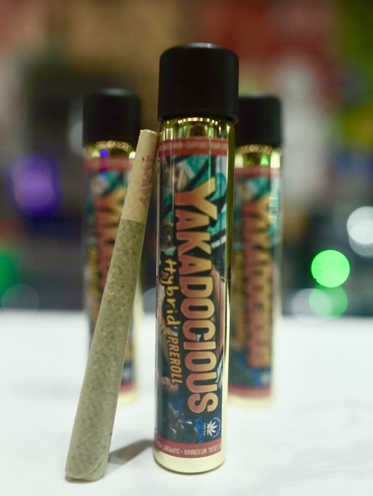 A photo of a Yakadocious - Hybrid - 2g Pre-Roll from Support Your Local Weed Man in the Pre-Roll category. Tags: Collab Flower PreRolls